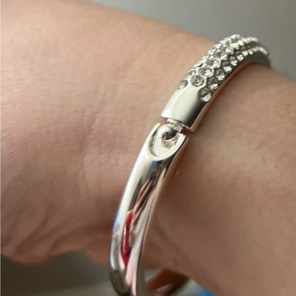Anne Klein Crystal Silver-Tone Pavé Bangle Bracelet - Picture 2 of 4